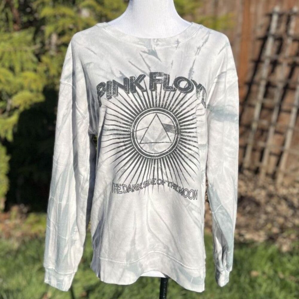 Pink Floyd‎ "The Dark Side of the Moon" Tie-Dye Crewneck Sweatshirt Gray